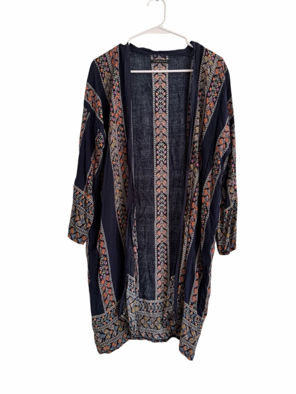 Do Everything in Love Women's Floral Bohemian Kimono Navy Viscose One Size